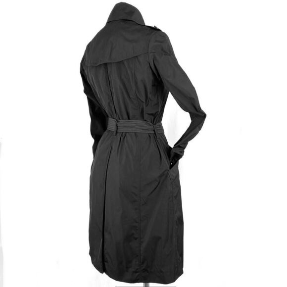 BURBERRY BLACK LONG LIGHTWEIGHT BELTED RAIN TRENCH COAT SIZE 6 - Picture 7 of 16